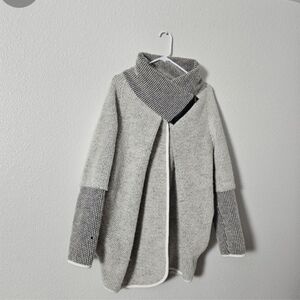 Chic Gray and Black Women's Cowl Neck Sweater